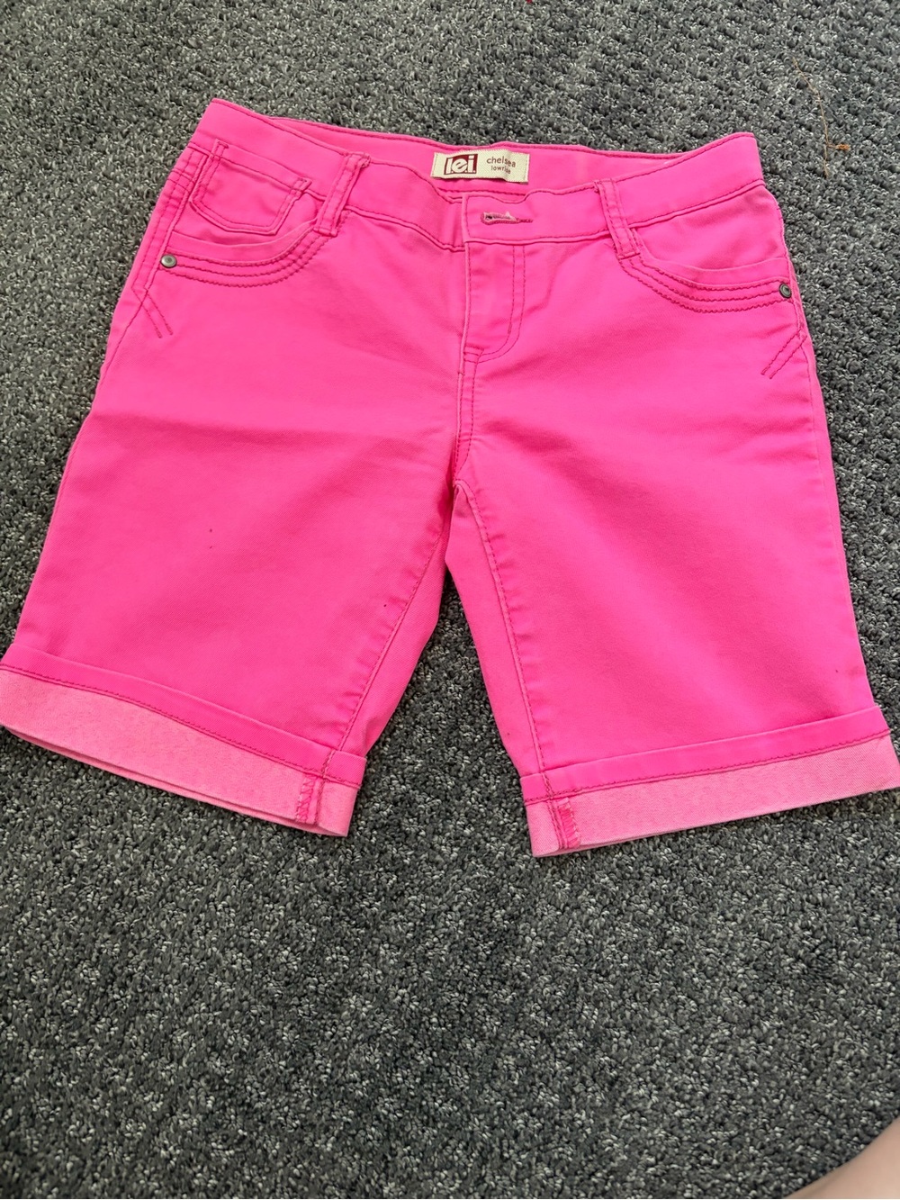 lei Neon Pink Cuffed Bermuda Shorts